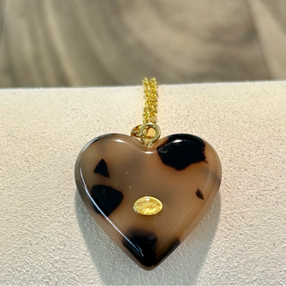 Chanel Gold and Brown Heart Necklace - Picture 5 of 8